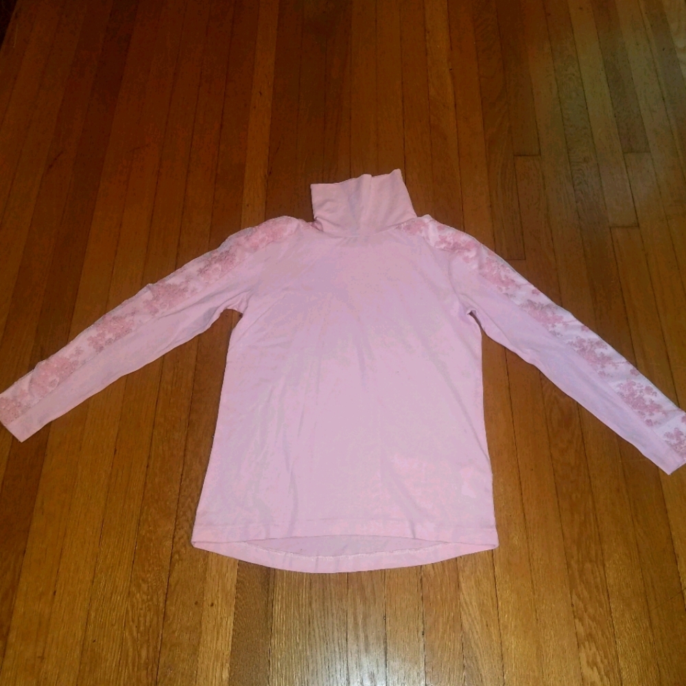 ZARA turtle neck top. Pink Lace Accents
